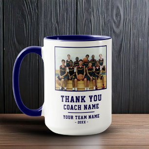 Blau Danke Trainer Teamname Foto Tasse