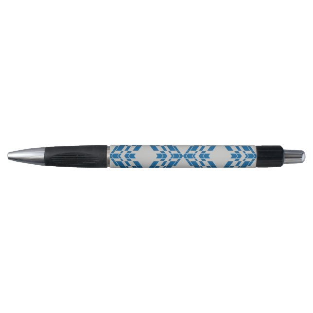 Blau, dekorativ, modern, trendig, cool geometrisch kugelschreiber (Vorderseite)