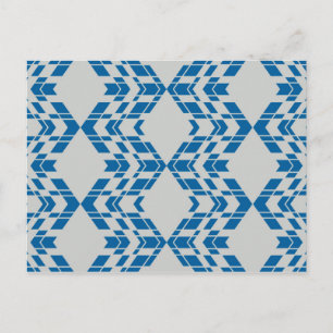 Blau, dekorativ, modern, trendy, coole Geometrie Postkarte