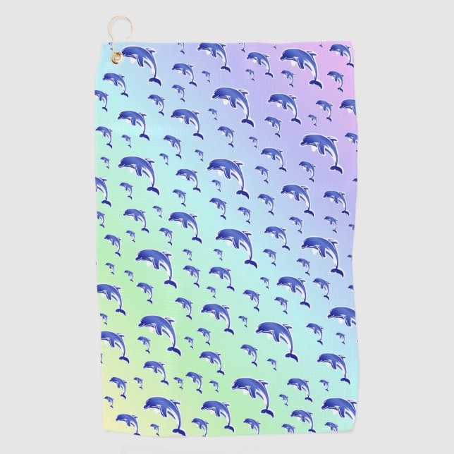 Blau, Delphin, Fisch, Natur, Wasser, Design, Golfhandtuch (Vorderseite)