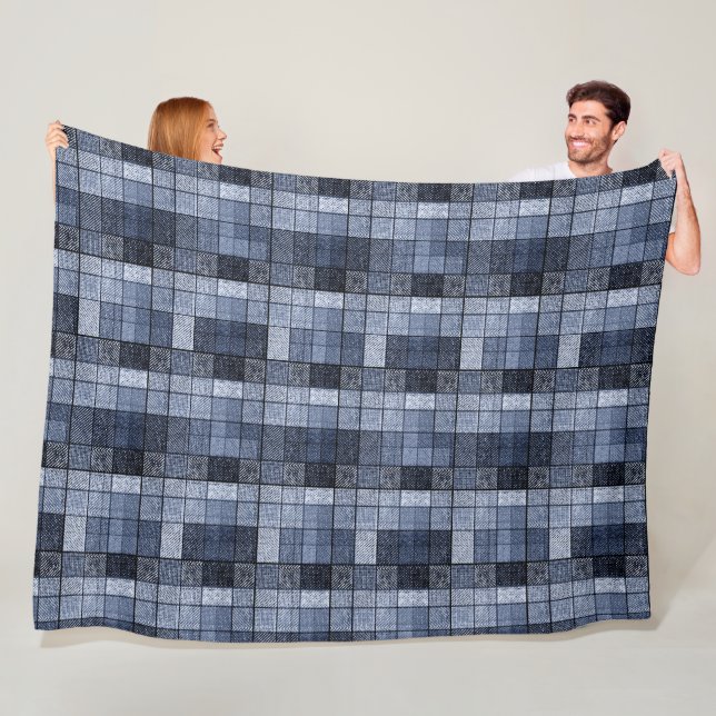 Blau, Denim, Tartan, kariert. Fleecedecke (Beispiel)