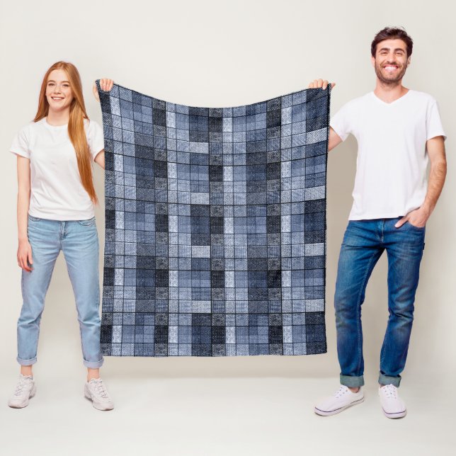 Blau, Denim, Tartan, kariert. Fleecedecke (Beispiel)