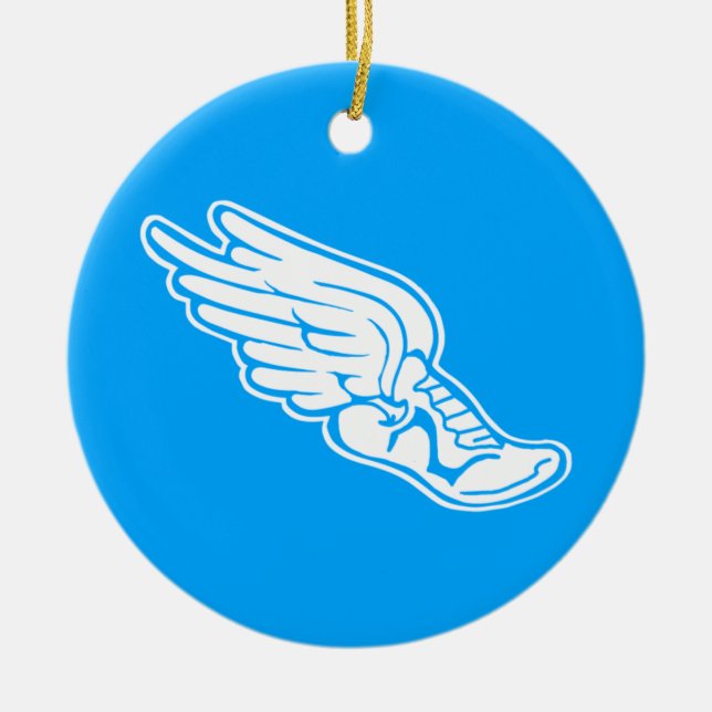 Blau der Bahn-Logo-Verzierungs-w/name Keramikornament (Vorne)