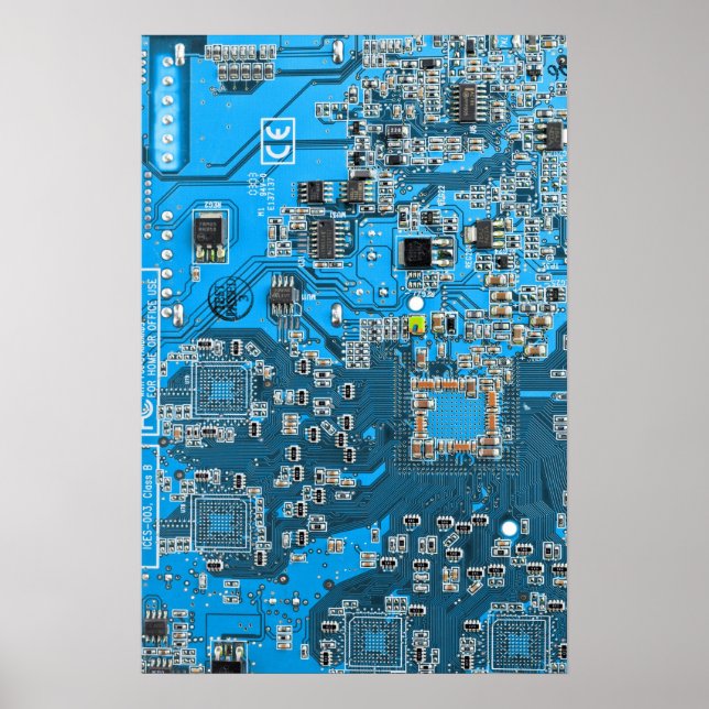 Blau der Computergehäuse Poster (Vorne)