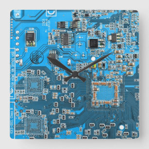 Blau der Computergehäuse Quadratische Wanduhr