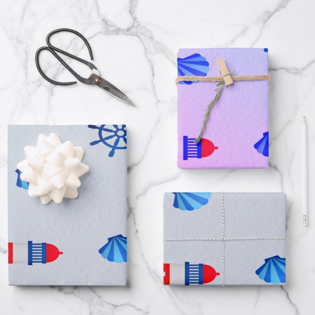 Blau der Navy Geschenkpapier Set (Vorderseite)