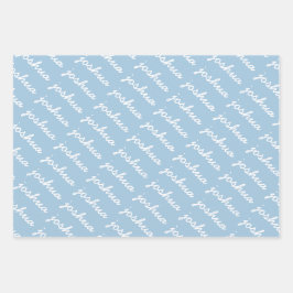 Blau des Add-YourName | Green Curry Name Geschenkpapier Set