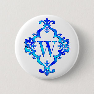 Blau des Buchstabe-W Button
