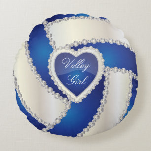 Blau des Sport-Volleyball-  DIY des Text-  Rundes Kissen