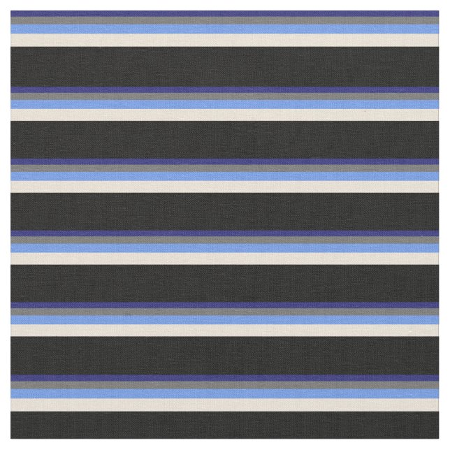 Blau, Dim Grau, Cornflower Blue, Bisque & Black Stoff (Nahaufnahme)