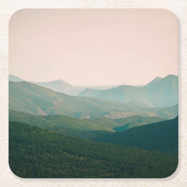 Blau durch die Berge Rechteckiger Pappuntersetzer (Vorderseite)