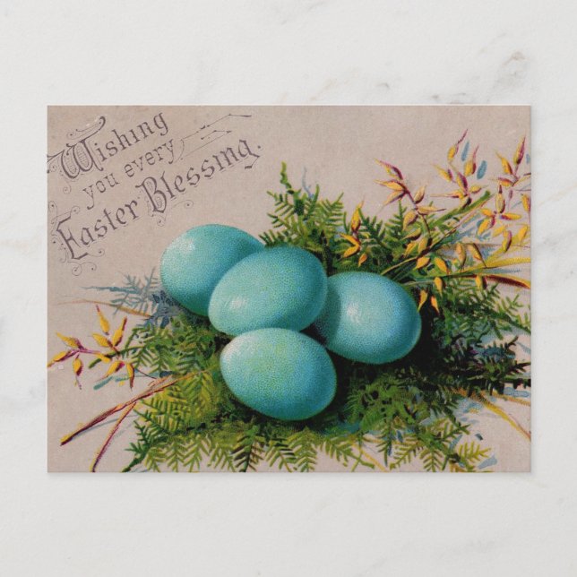 Blau Eggs Ostern-Grüße Feiertagspostkarte (Vorderseite)