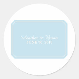 Blau Einfach elegant Hochzeitsticker Runder Aufkleber