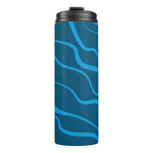Blau, einfach, modern, coole Wellenabstraktion Thermosbecher