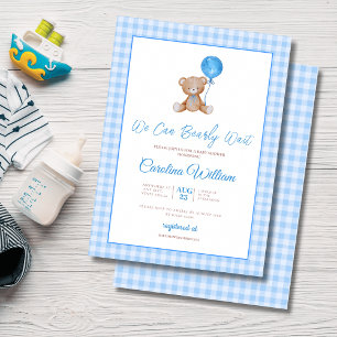 Blau elegant können wir warten Babydusche Einladung