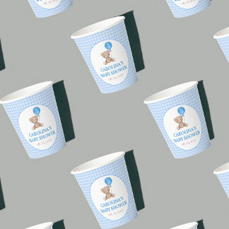 Blau elegant können wir warten Babydusche Pappbecher