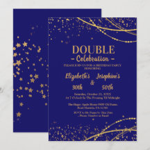 Blau elegant mit goldenen Sternen Doppelgelenk Geb