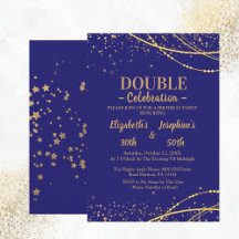 Blau elegant mit goldenen Sternen Doppelgelenk Geb