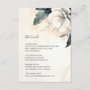 Blau-Elfenbein-Blumen-Hochzeit mit feiner Kunst Begleitkarte