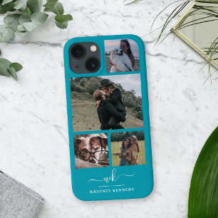 Blau Erstellen Sie Ihr eigenes 4-Collage Monogramm Case-Mate iPhone Hülle