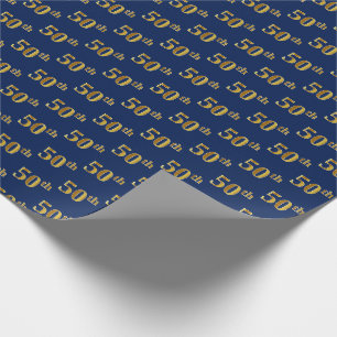 Blau, Falschgold 50. (fünfzigstes) Ereignis Geschenkpapier
