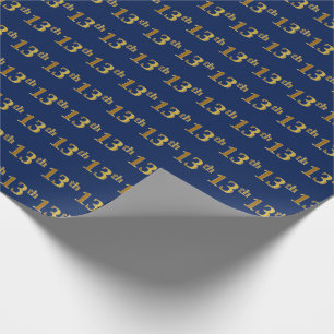 Blau, Faux Gold 13. (dreizehntes) Ereignis Geschenkpapier