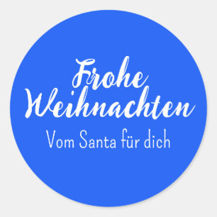 Blau Frohe Weihnachten Merry Christmas auf Deutsch Runder Aufkleber