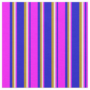 Blau, Fuchsia, Beige und dunkle Goldenrod Linien Stoff