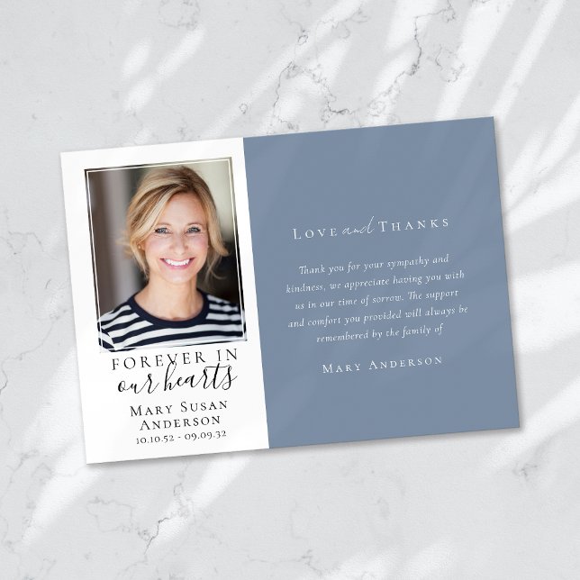 Blau für immer in unserem Herzen Foto Beerdigung Dankeskarte (Von Creator hochgeladen)