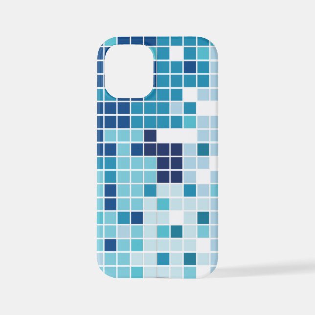 blau, gefliest, mosaik iPhone 12 mini hülle (Rückseite)