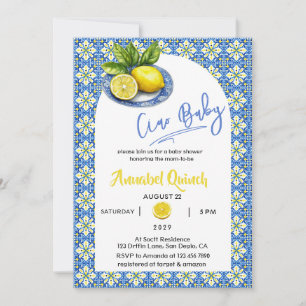 Blau Gelb Amalfi Ciao Baby Lemon Babyparty Einladung