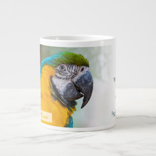 Blau-Gelb Ara Psalm 145:9 KJV Jumbo-Tasse