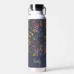 Blau-gelb blühende niedliche personalisierte Draht Trinkflasche<br><div class="desc">Moderne bläulich gelbe Blüte niedlicher personalisierter eleganter Name und Ladegeschenk. Ideal Weihnachten,  Geburtstag,  Abschluss,  Jubiläum,  Muttertag,  Vatertag,  denken Sie an Sie Geschenk.</div>