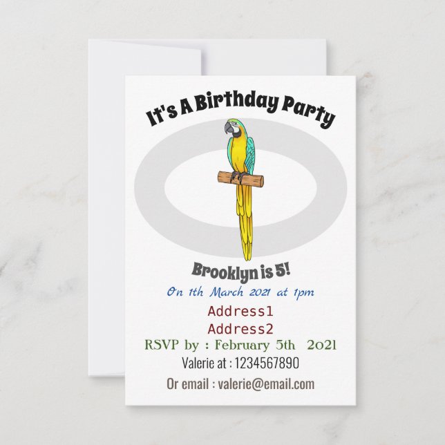 Blau-Gelb-Cartoon Einladung (Vorderseite)