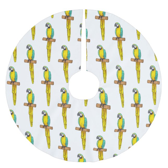 Blau-Gelb-Cartoon Polyester Weihnachtsbaumdecke (Vorderseite)