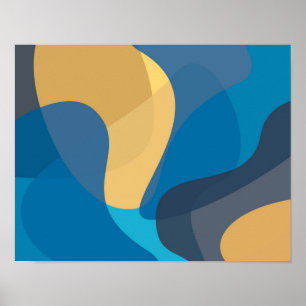 Blau, gelb, cool, trendige städtische Darstellung Poster