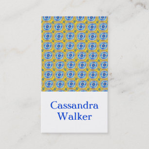Blau Gelb Daisy Retro Tiles Geometrie Visitenkarte
