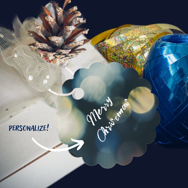 Blau gelb Frohe Weihnachten Geschenkanhänger (Von Creator hochgeladen)