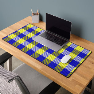 Blau Gelb Gingham Karo Design Schreibtischunterlage