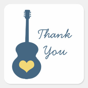 Blau/Gelb Gitarre Herz Danke Stickers