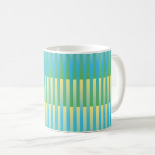 Blau Gelb Grün Gestreiftes Muster Kaffeetasse