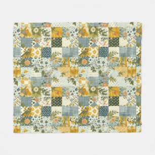 Blau Gelb Grün Quilt Patchwork Gingham Floral Fleecedecke