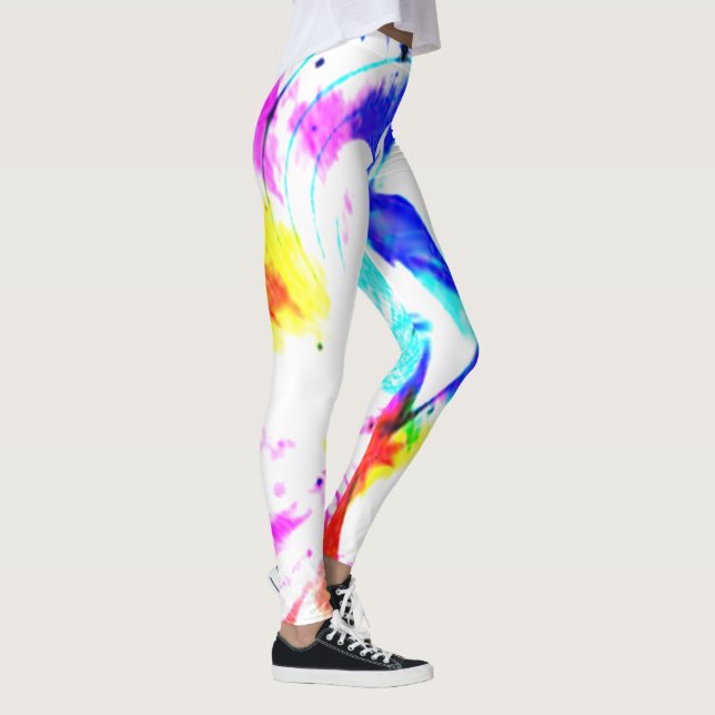 Blau-gelb-grün Splash lebhafte Farbtöne Leggings (Rechts)