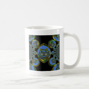 Blau-Gelb-Kaleidoskop Kunstdrucke Kaffeetasse