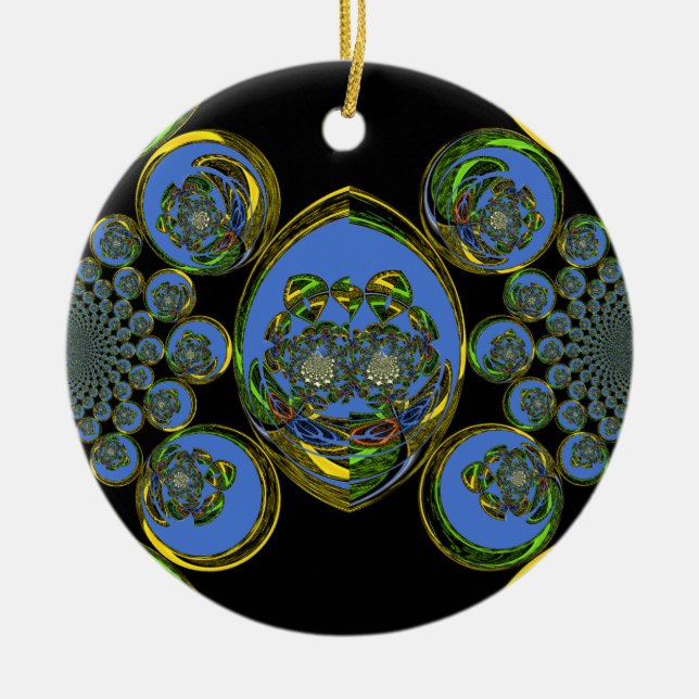 Blau-Gelb-Kaleidoskop Kunstdrucke Keramikornament (Vorne)