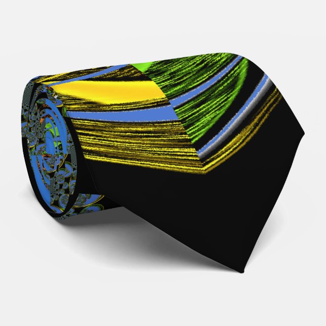 Blau-Gelb-Kaleidoskop Kunstdrucke Krawatte (Gerollt)