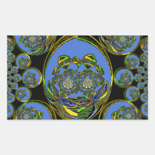 Blau-Gelb-Kaleidoskop Kunstdrucke Rechteckiger Aufkleber