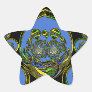 Blau-Gelb-Kaleidoskop Kunstdrucke Stern-Aufkleber