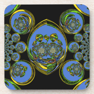 Blau-Gelb-Kaleidoskop Kunstdrucke Untersetzer