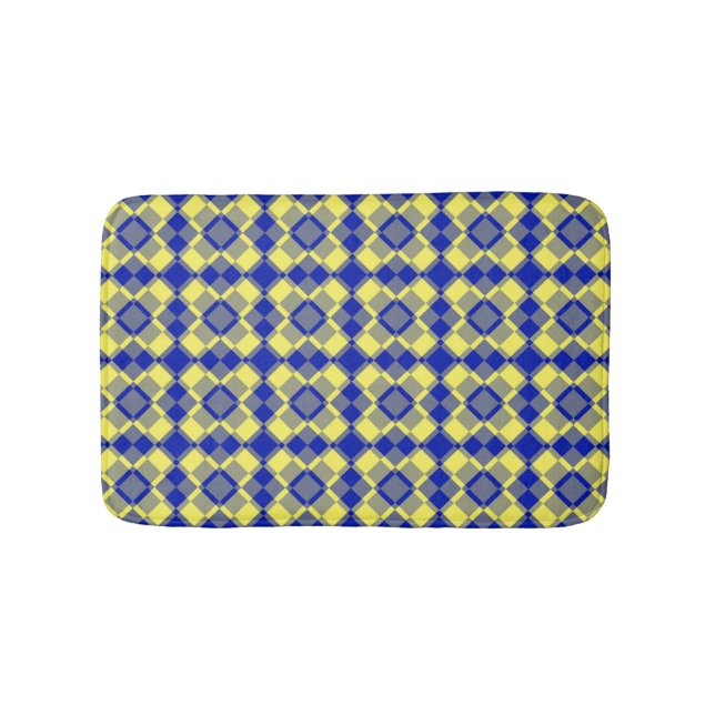 Blau Gelb Karo Argyle-Muster Badematte (Vorderseite)